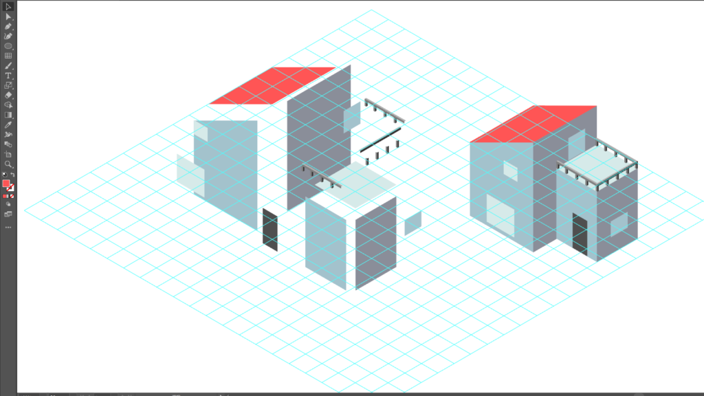 アイソメトリックのイラスト制作