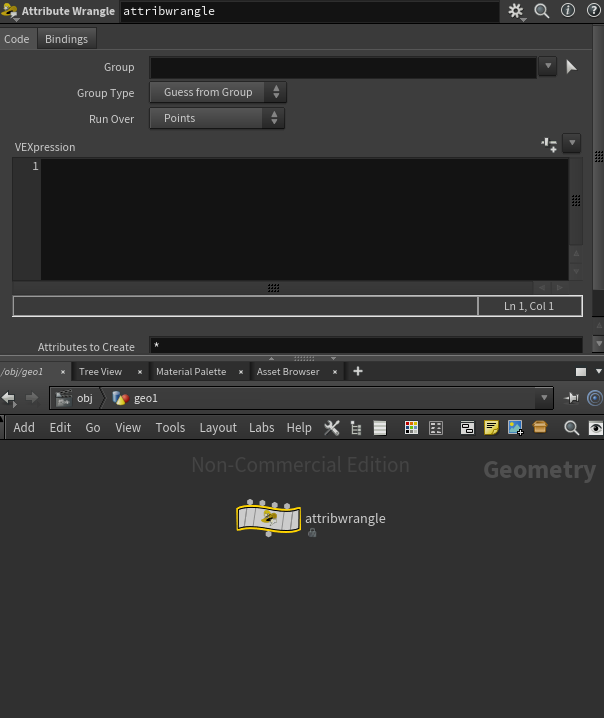 Houdini AttributeWrangleとPasteRelative