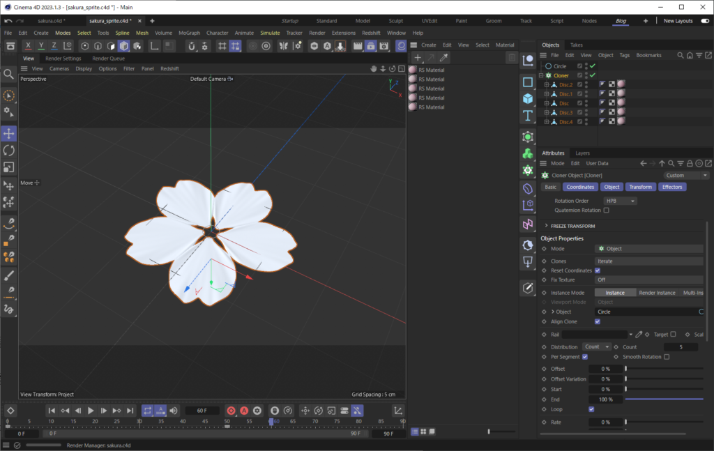 C4Dで桜を作る
