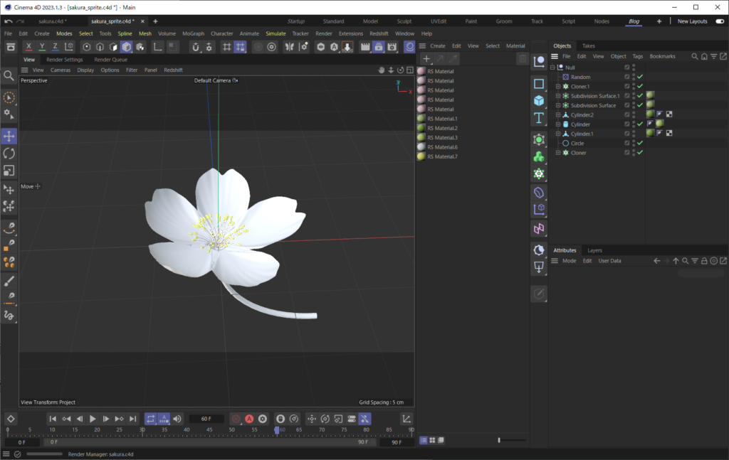 C4Dで桜を作る