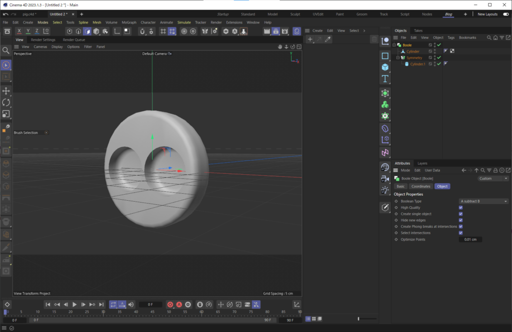 C4Dで豚の鼻を作る