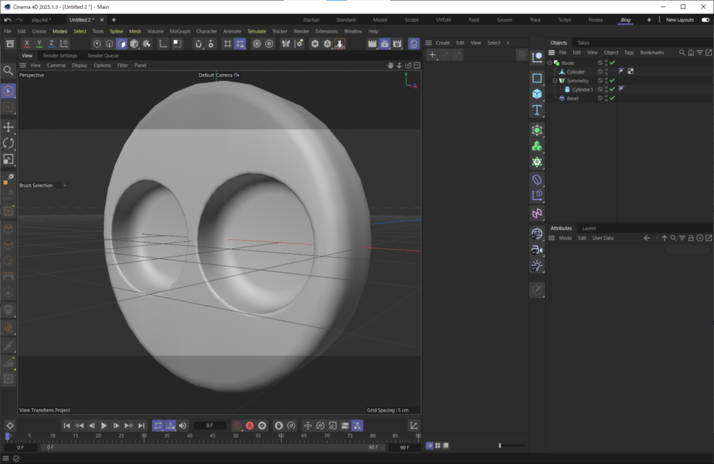C4Dで豚の鼻を作る