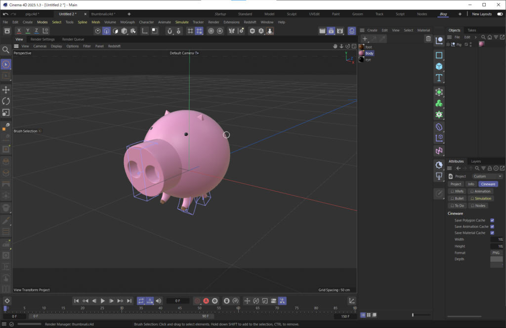 C4Dで豚の鼻を作る