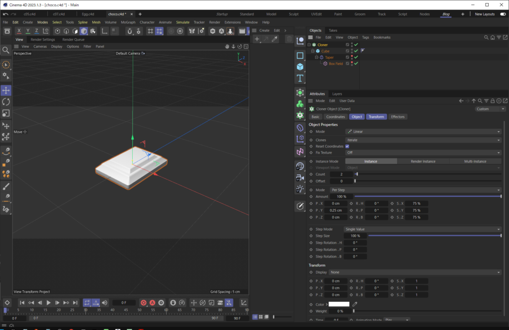 C4Dで板チョコを作る