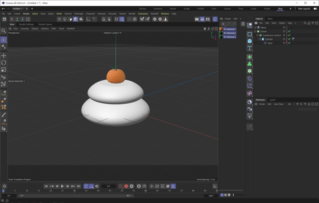 C4Dで鏡餅を作る