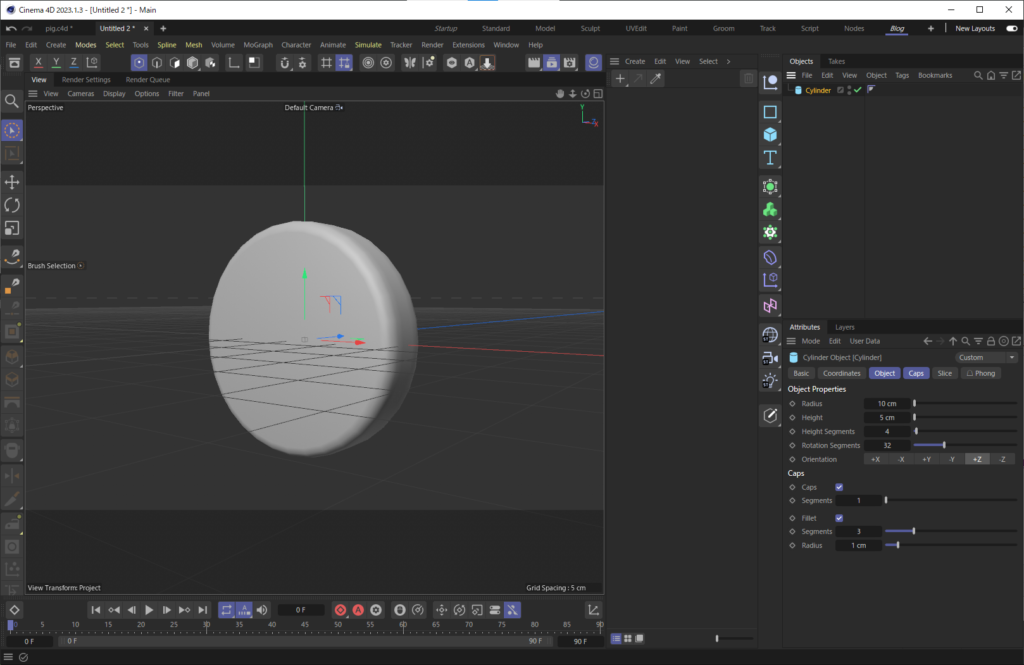 C4Dで豚の鼻を作る