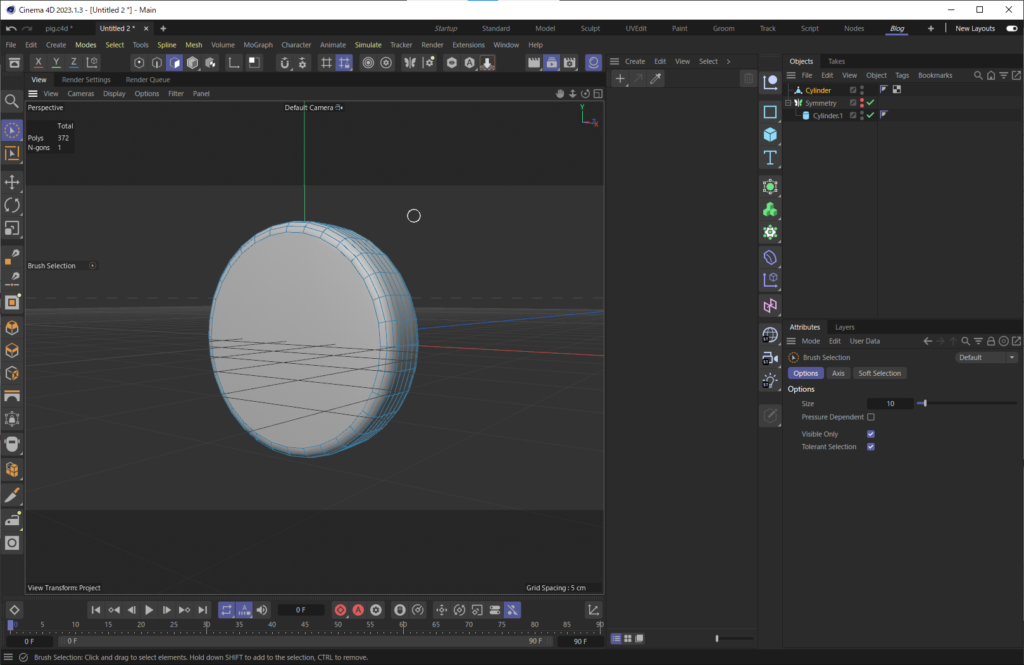 C4Dで豚の鼻を作る