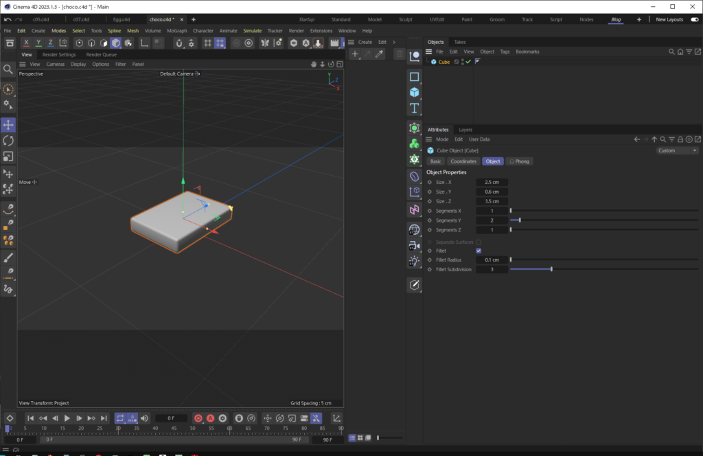 C4Dで板チョコを作る