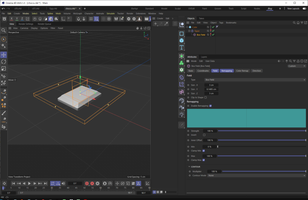 C4Dで板チョコを作る