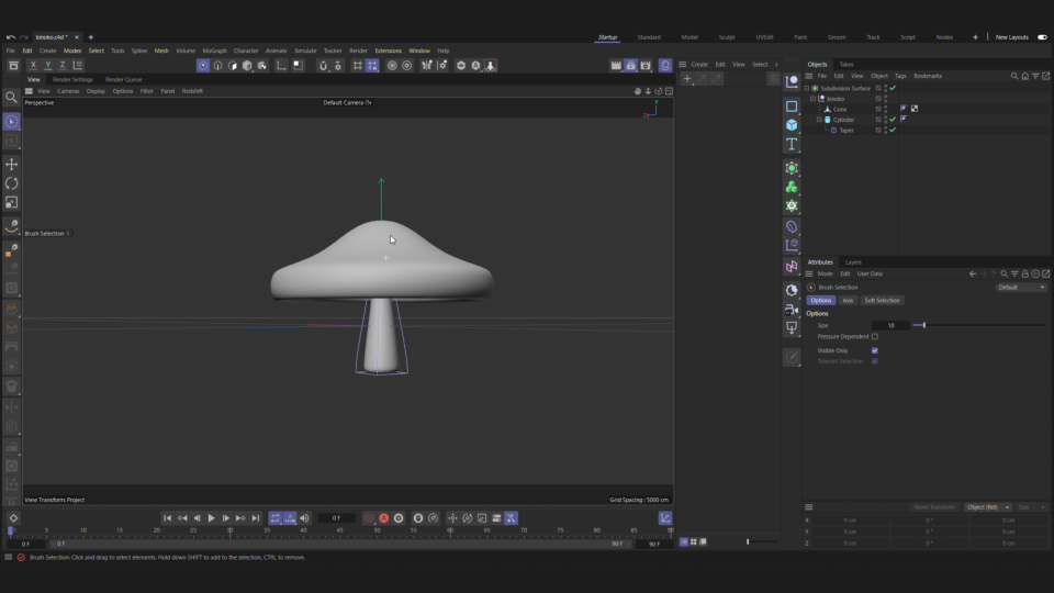 C4Dでキノコを作る