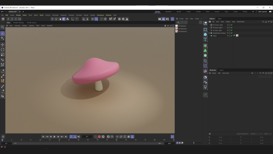 C4Dでキノコを作る