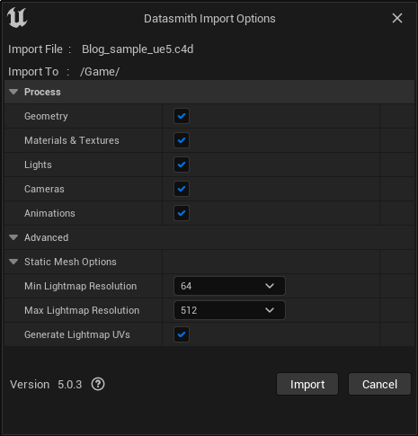 Cinema4D(以下C4D)からアニメーション付きのオブジェクトをUE5に持っていく方法