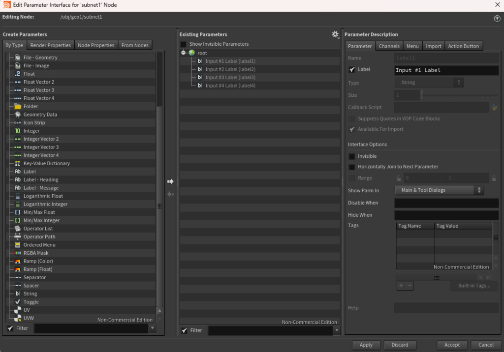 Houdini Edit Parameter Interface
